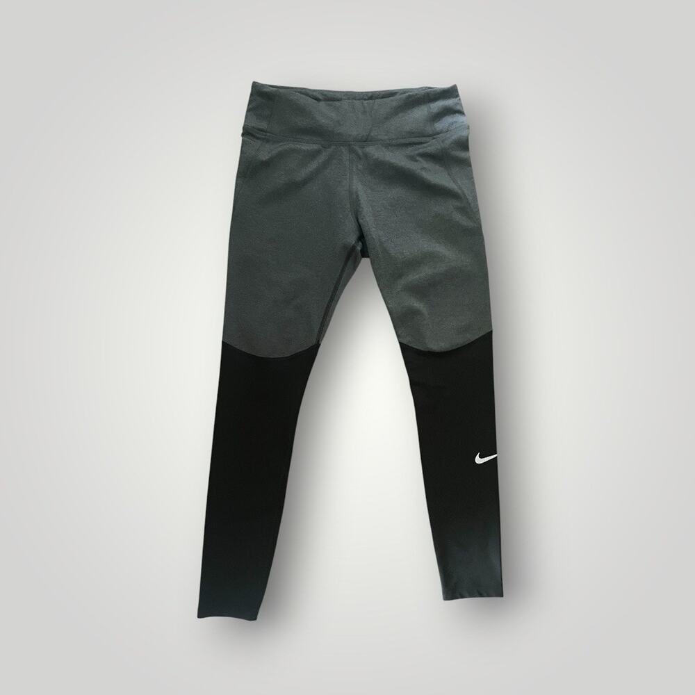 SIZE M- Nike Dri-FIT Women’s Colorblock Leggings Gray/Black Breathable Gym